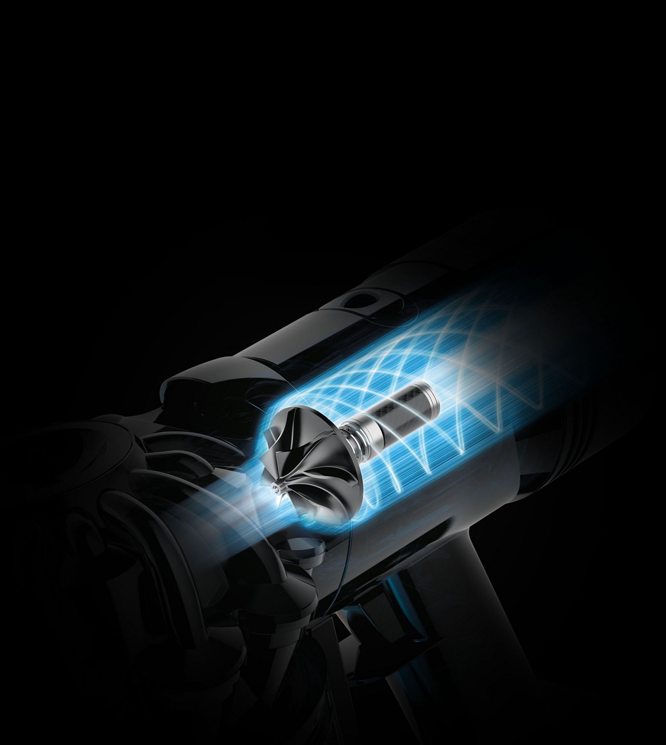 Vue en coupe du puissant moteur numérique Dyson V8™