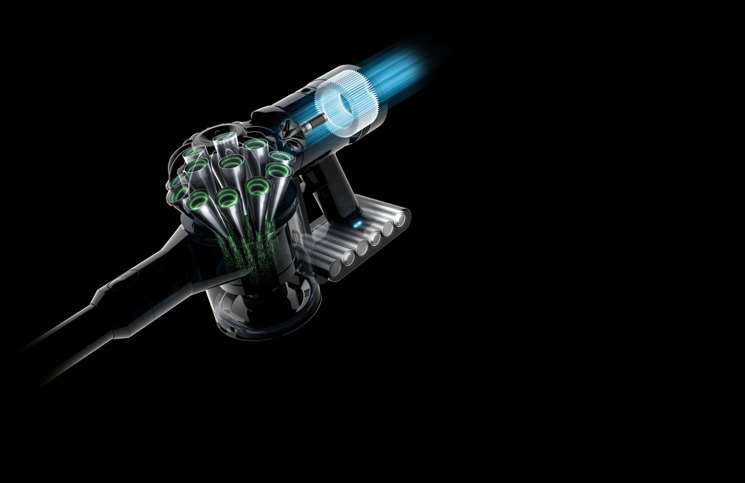Vue en coupe du filtre post-moteur du Dyson V8™ Slim
