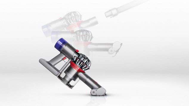 The Dyson V8 Animal transforms to a handheld in one click.