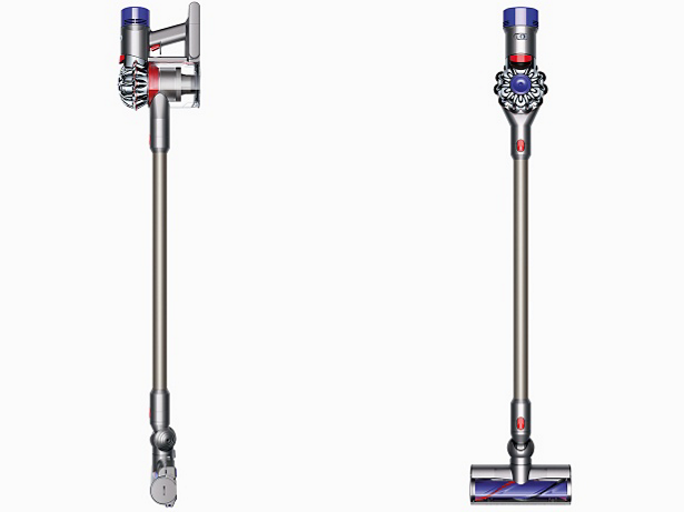 Dyson V8 Animal nickel titanium front and side view