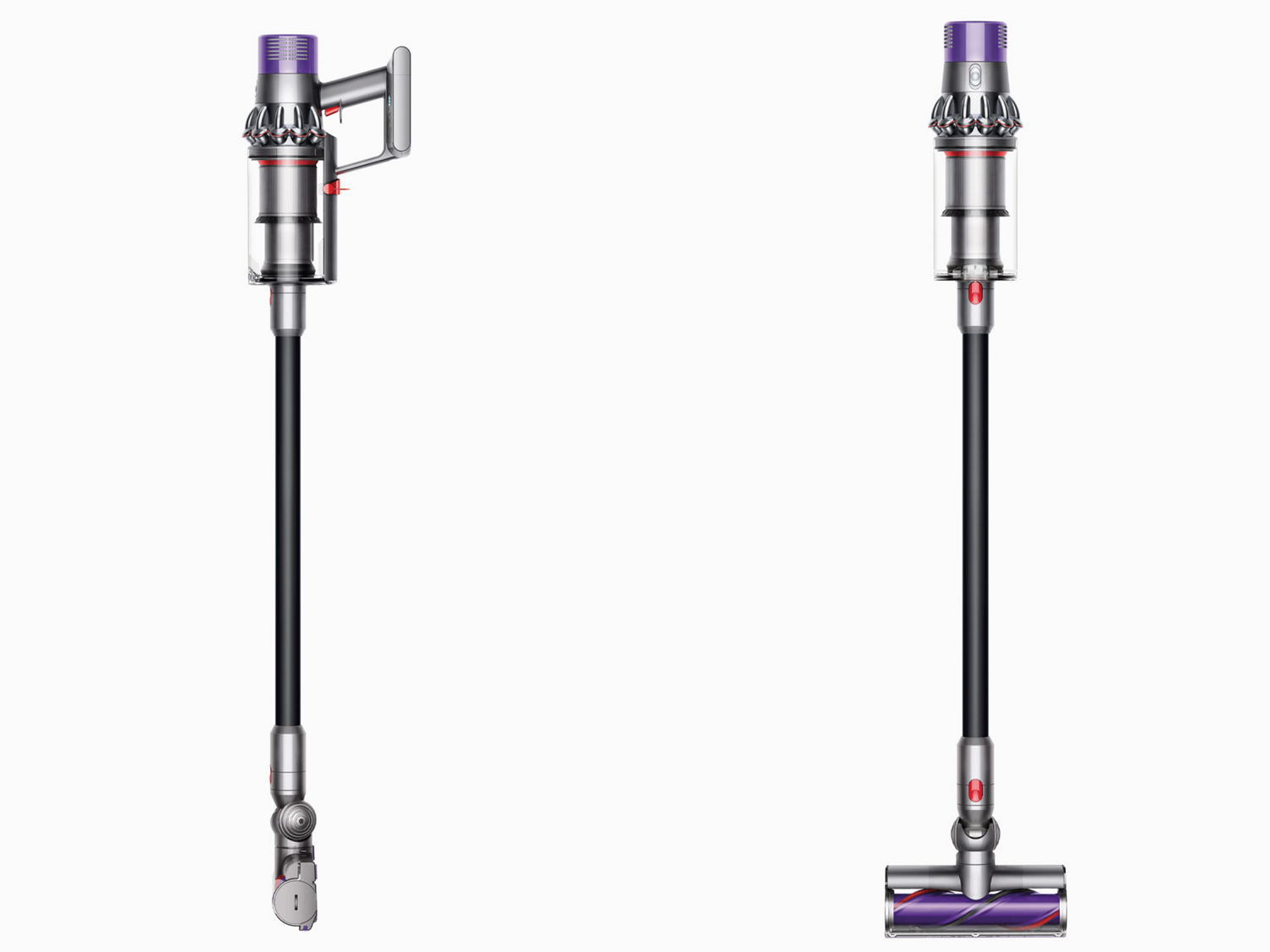 Vista frontal e lateral do aspirador Dyson Cyclone V10