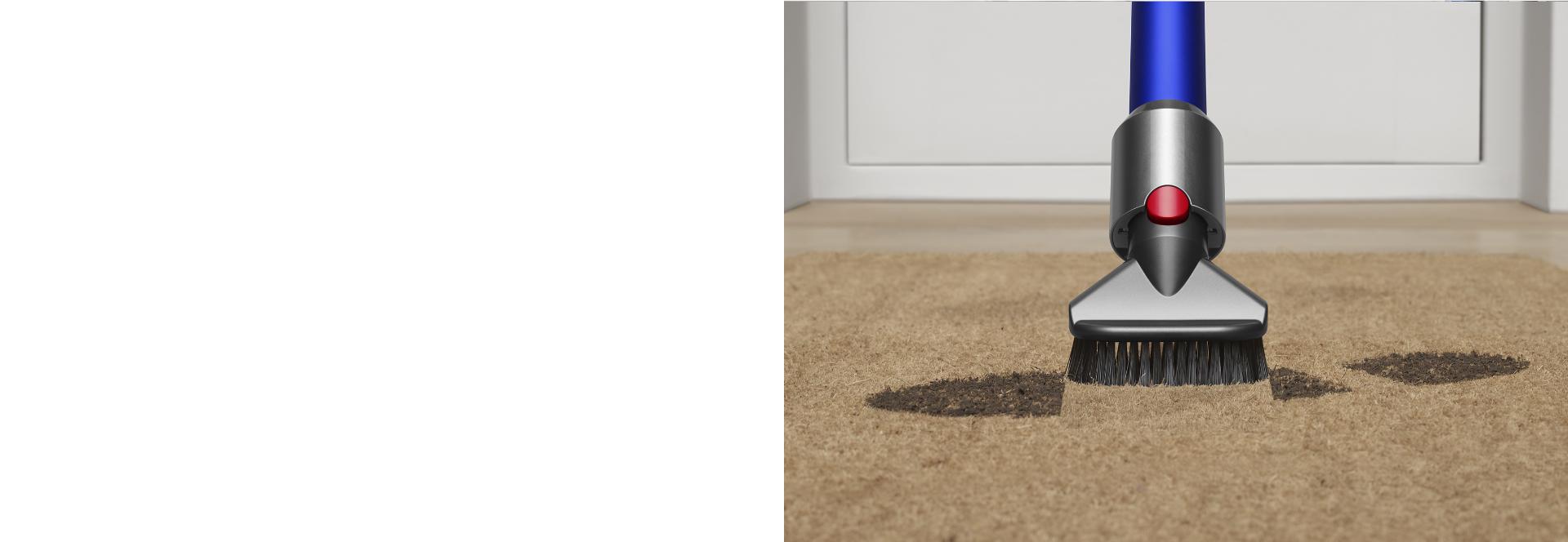Dyson V11 Stubborn Dirt Brush before and after mud