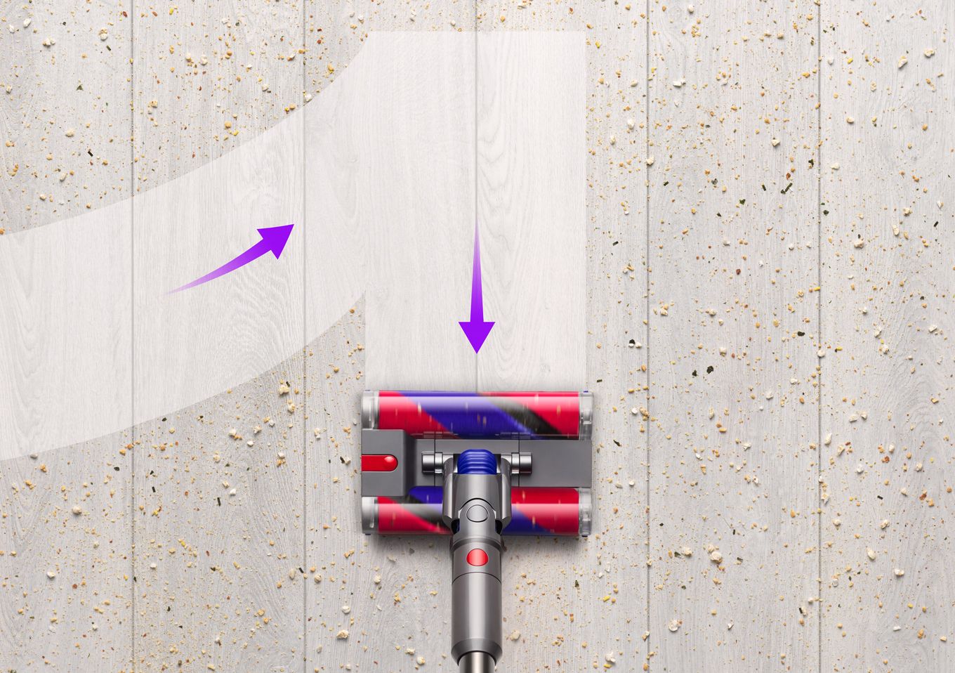 Soft roller cleaner head moving in all directions