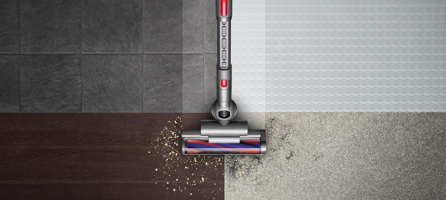 Dyson vacuum brush head on four floor types