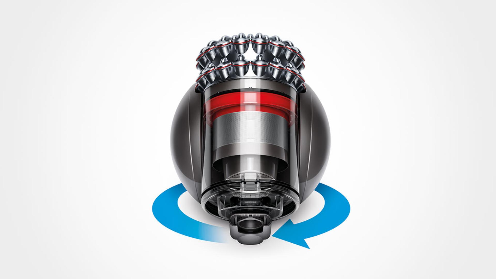 A diagram of a Dyson Cinetic Big Ball™ steering