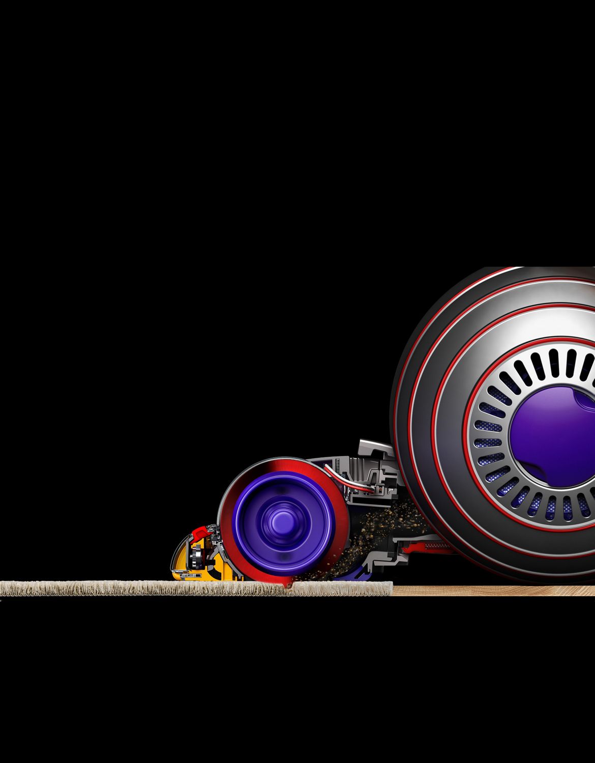 Cleaner head driving into carpet