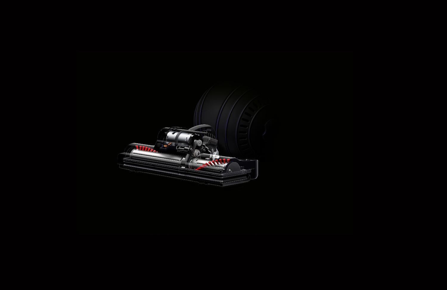 Close up of motorized brush bar
