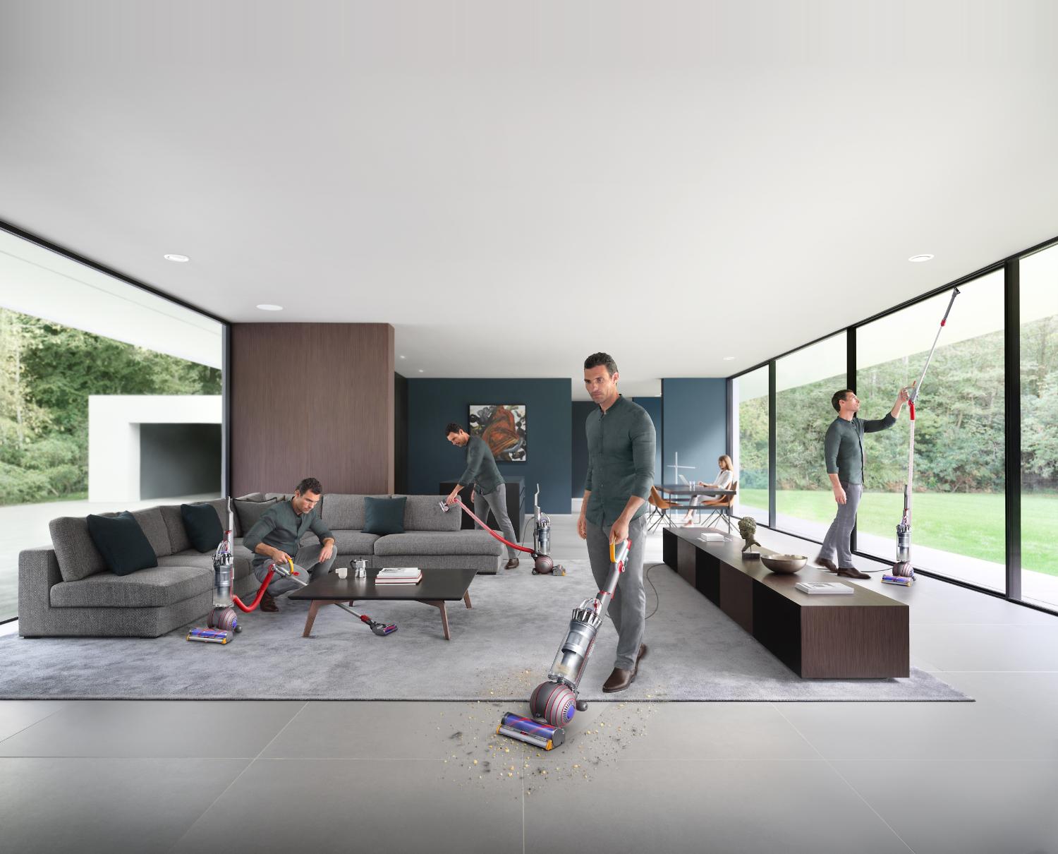 Man cleaning all over the home.