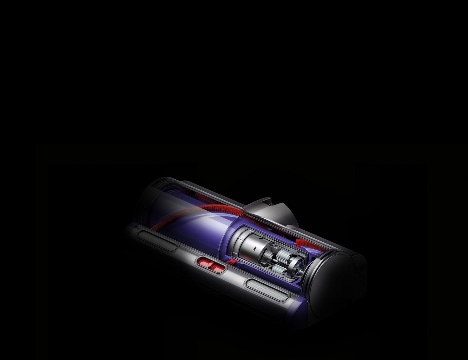 Cutaway showing mechanism inside cleaner head