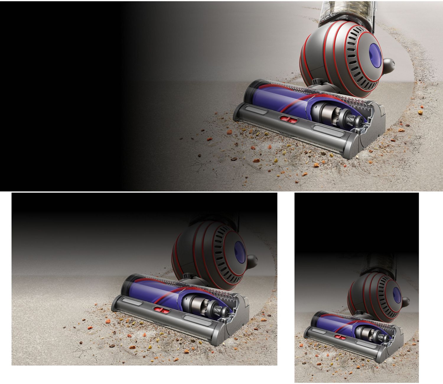 Three quarter close-up cutaway of the Motorbar cleaner head.