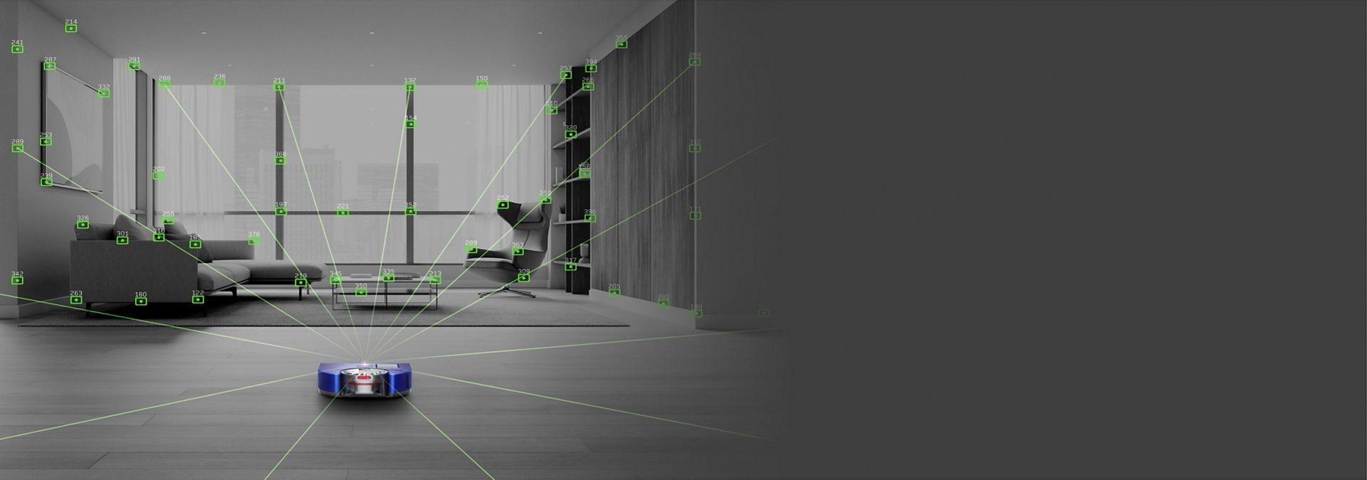 The Dyson 360 Vis Nav robot vacuum spots obstacles around a home.