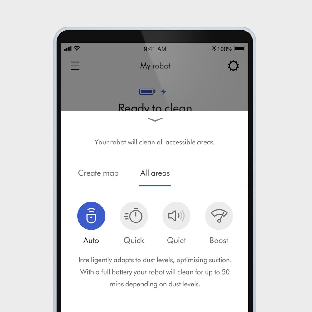 The MyDyson app shows a user scheduling a clean.
