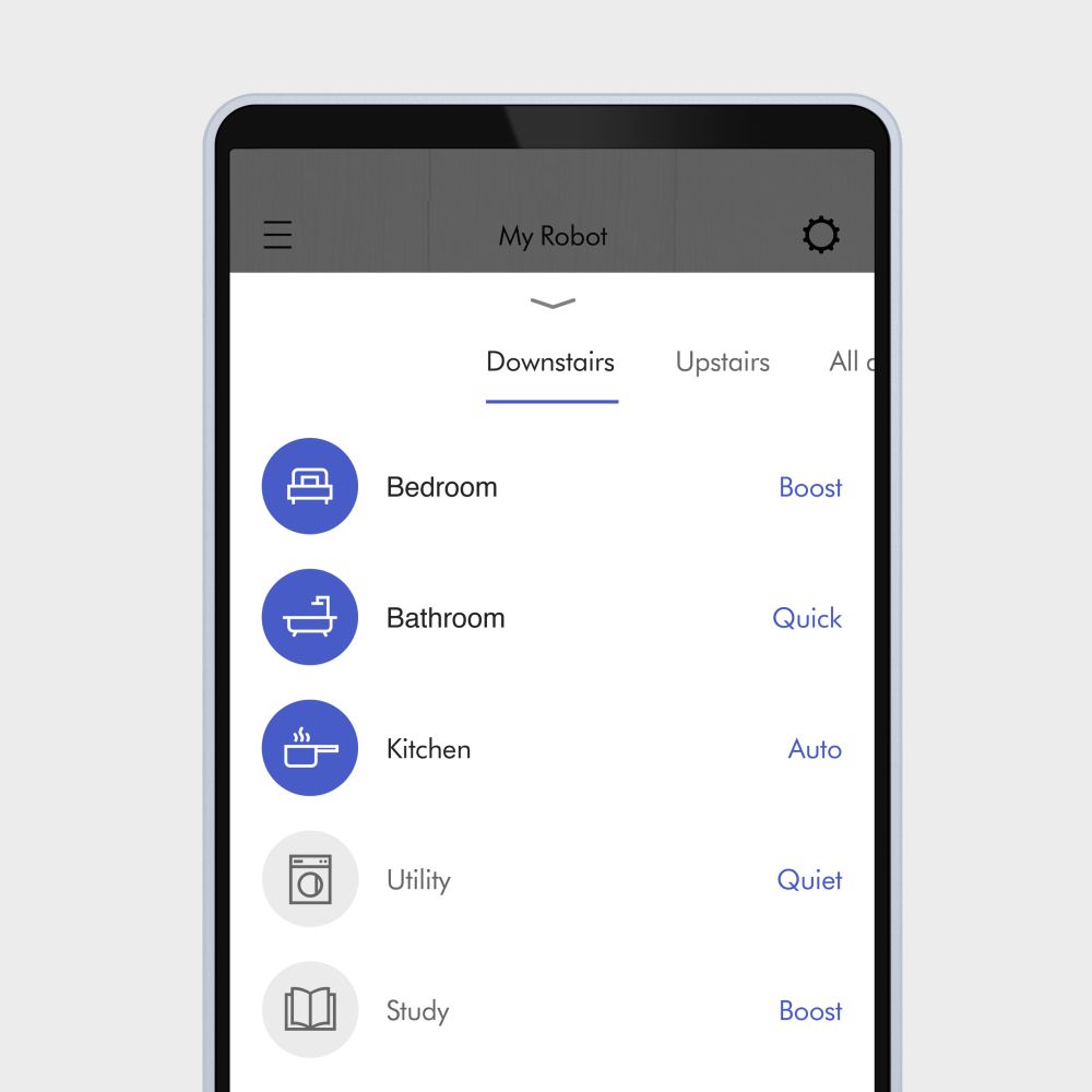 A user setting rules and routines for their Dyson 360 Vis Nav on the MyDyson app.