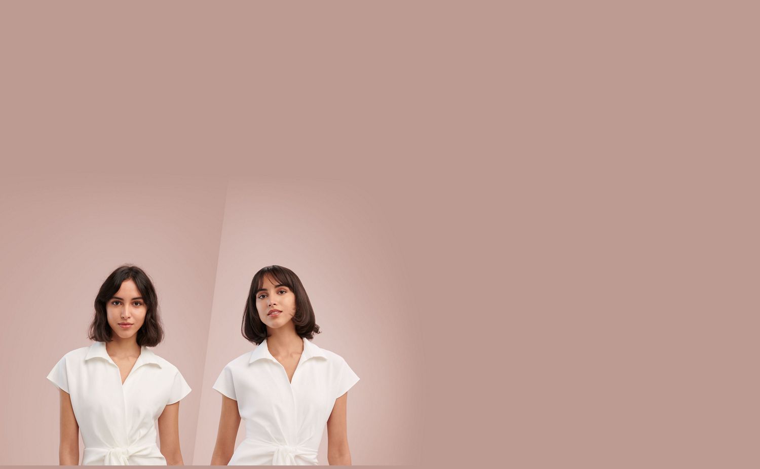 A woman before and after styling her hair to achieve a French chic style