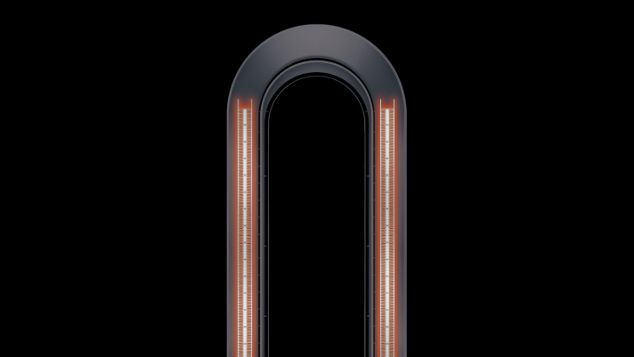 Grafiken, die die Keramikplatten im Luftring eines Dyson Heizlüfters zeigen.