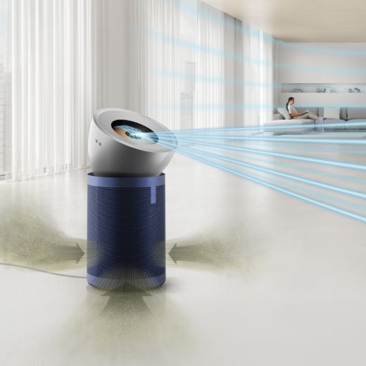 Le Dyson Purifier Big+Quiet formaldéhyde avec un graphique vert montrant sa projection.