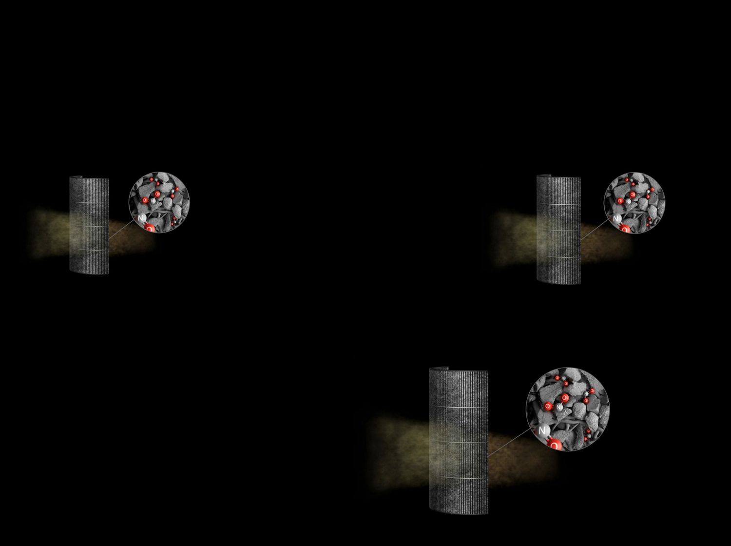 Close-up of the K-carbon filter with an extreme close-up on the filter material.