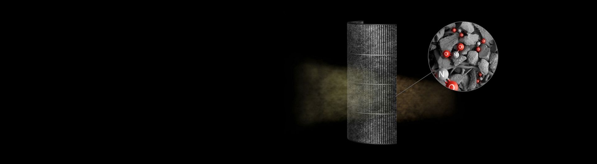 Primo piano del filtro K-Carbon con un primissimo piano del materiale di cui è composto.