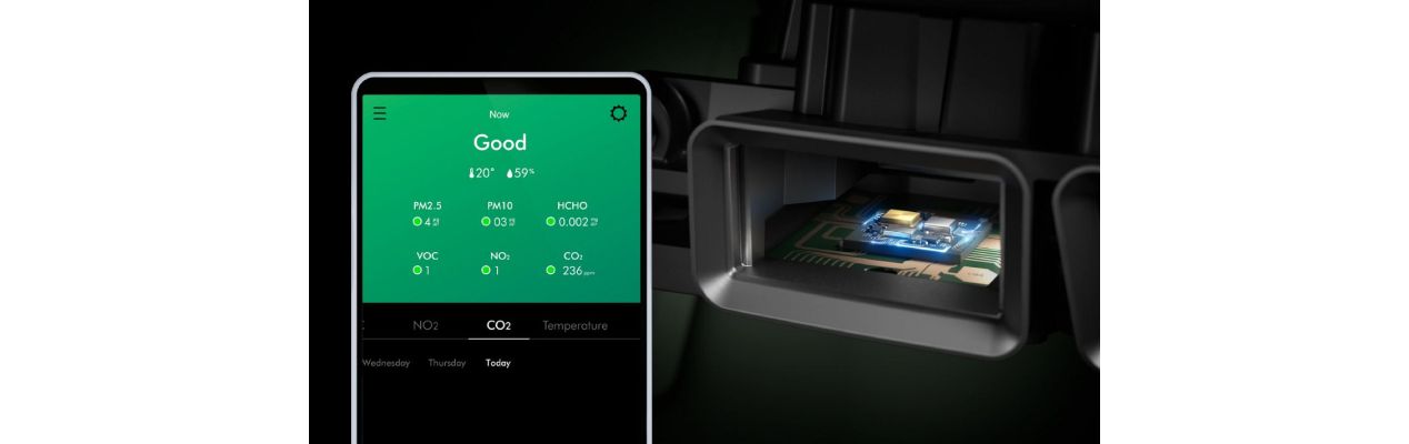 The MyDyson app reporting on high CO2 levels.
