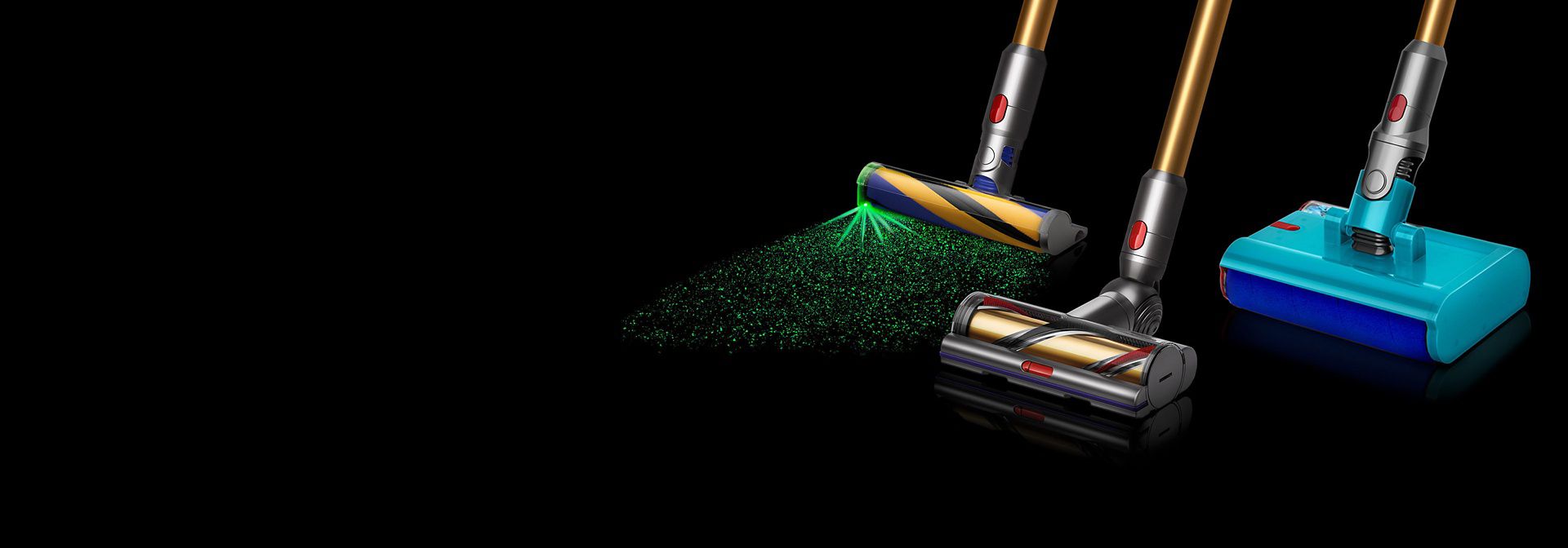 A selection of Dyson cordless vacuums.