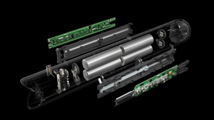 Gros plan sur une batterie lithium-ion.