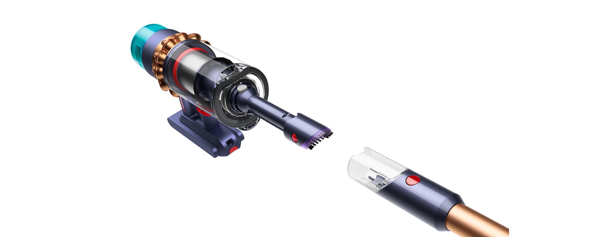 The Dyson Gen5detect absolute vacuum transforming into a handheld machine.