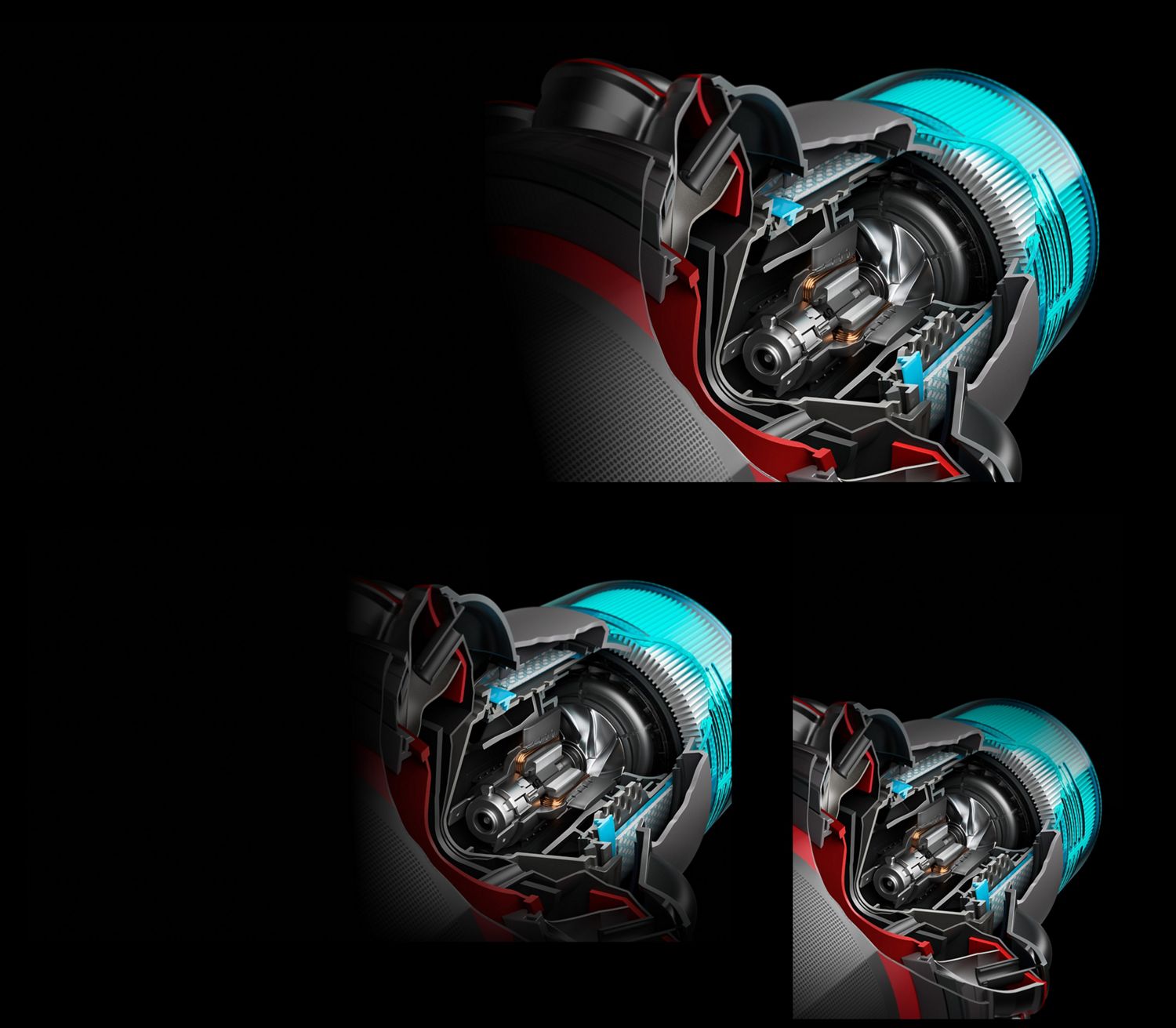 Close-up cutaway of the motor.