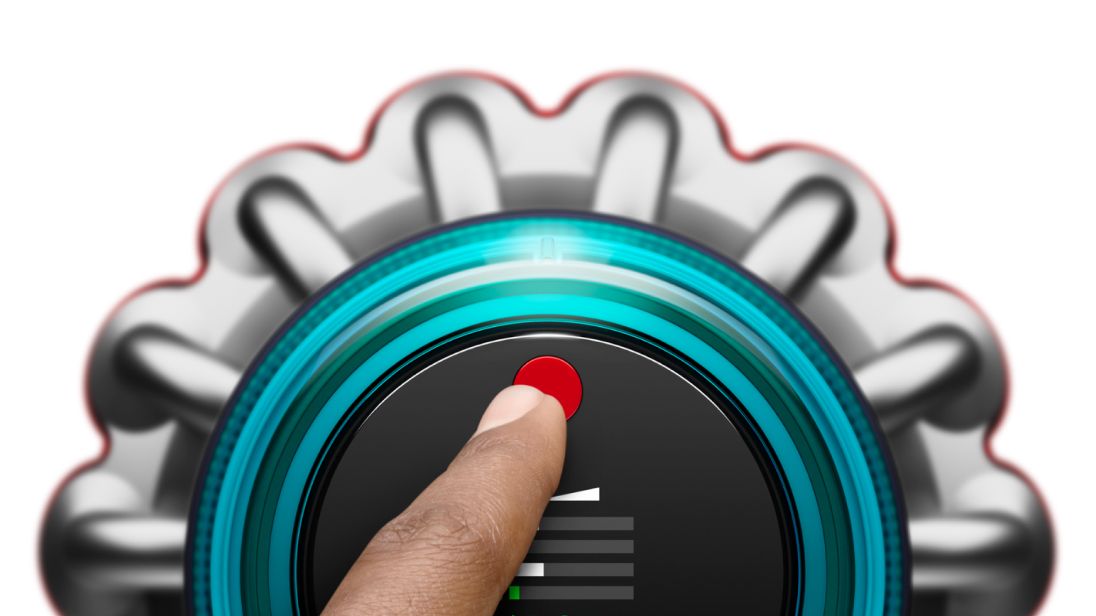 Close-up of the LCD with a finger changing modes.