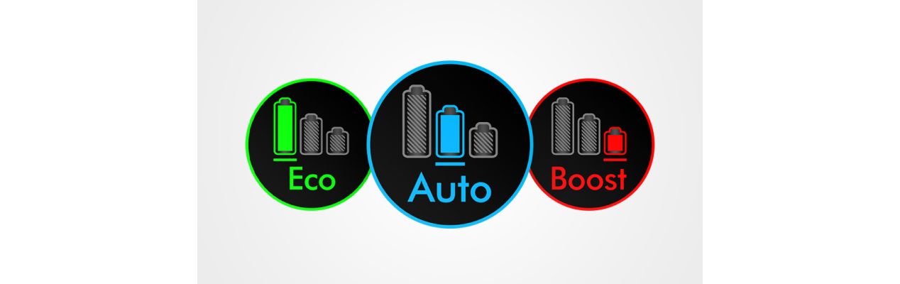 Three icons representing the three power modes of the Dyson V12 Detect Slim vacuum.