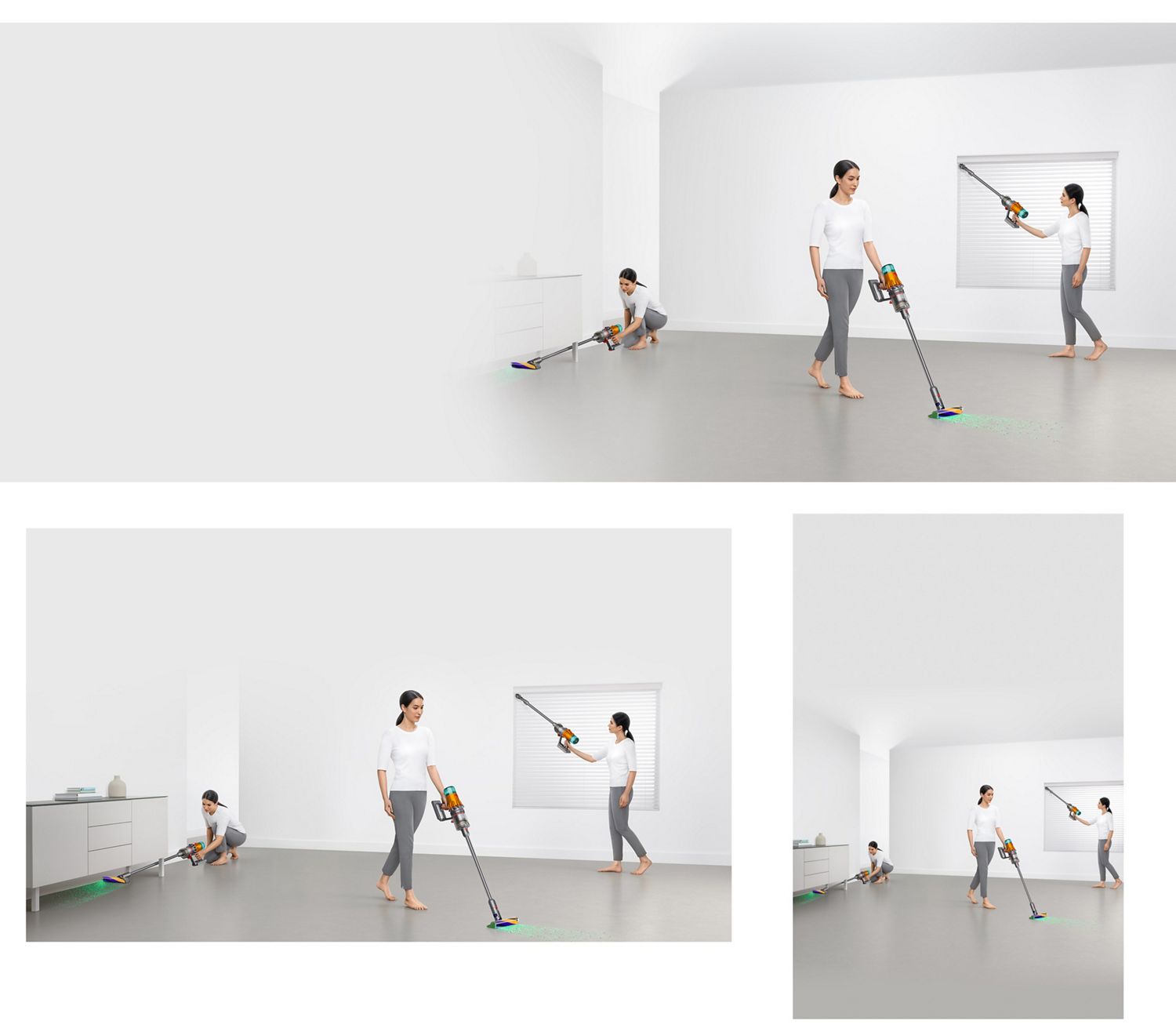 Une maison nettoyée avec l’aspirateur Dyson V12 Detect Slim.