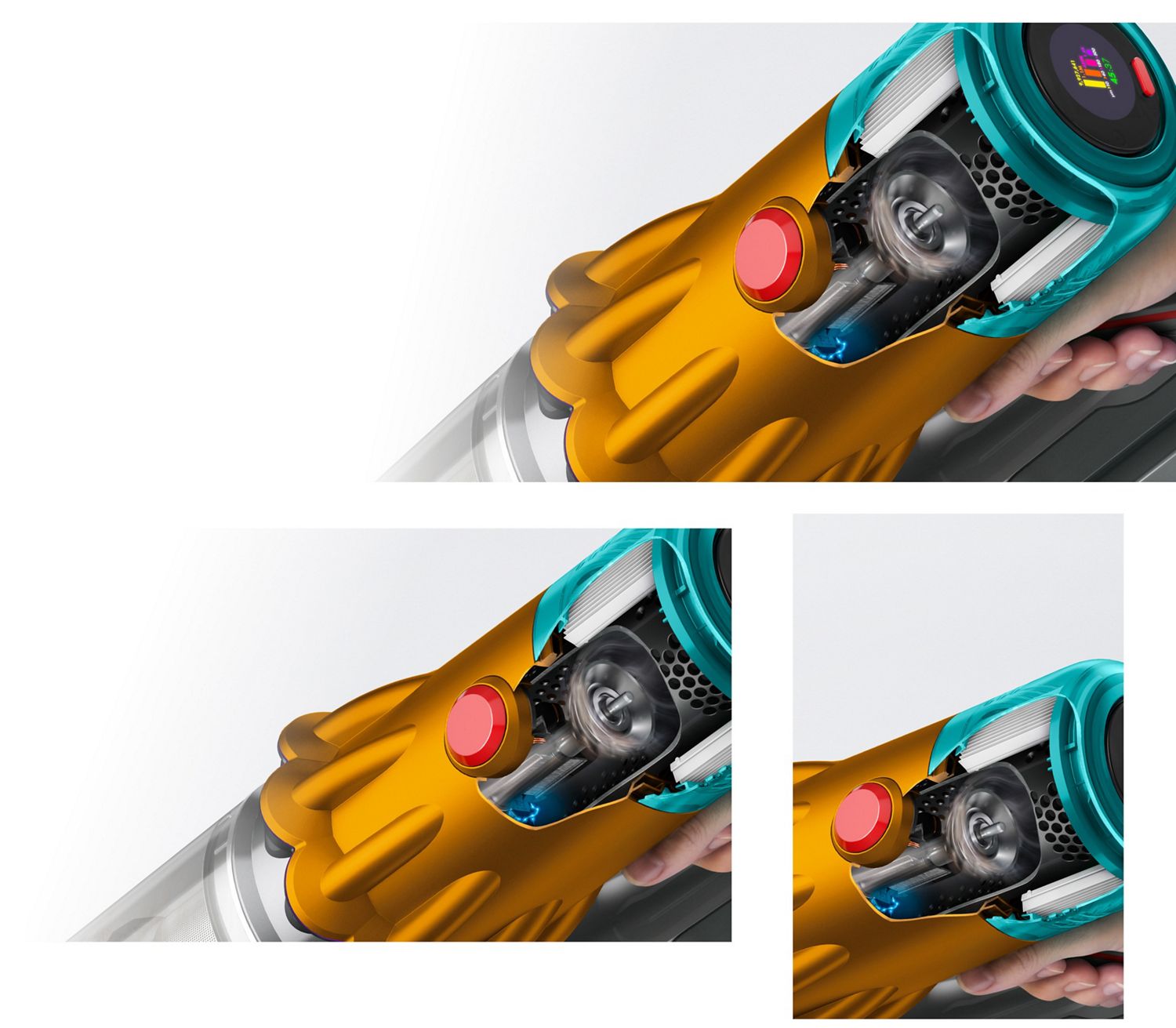 Un plan en coupe du Dyson V12 Detect Slim Absolute.