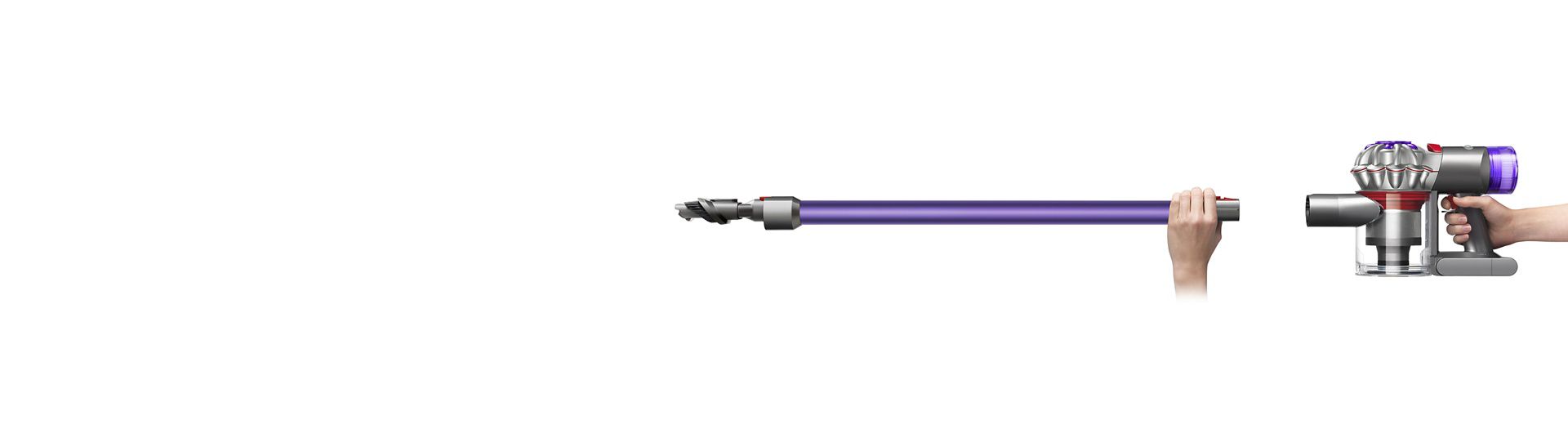 Seitenansicht des Dyson V8 Akkustaubsaugers