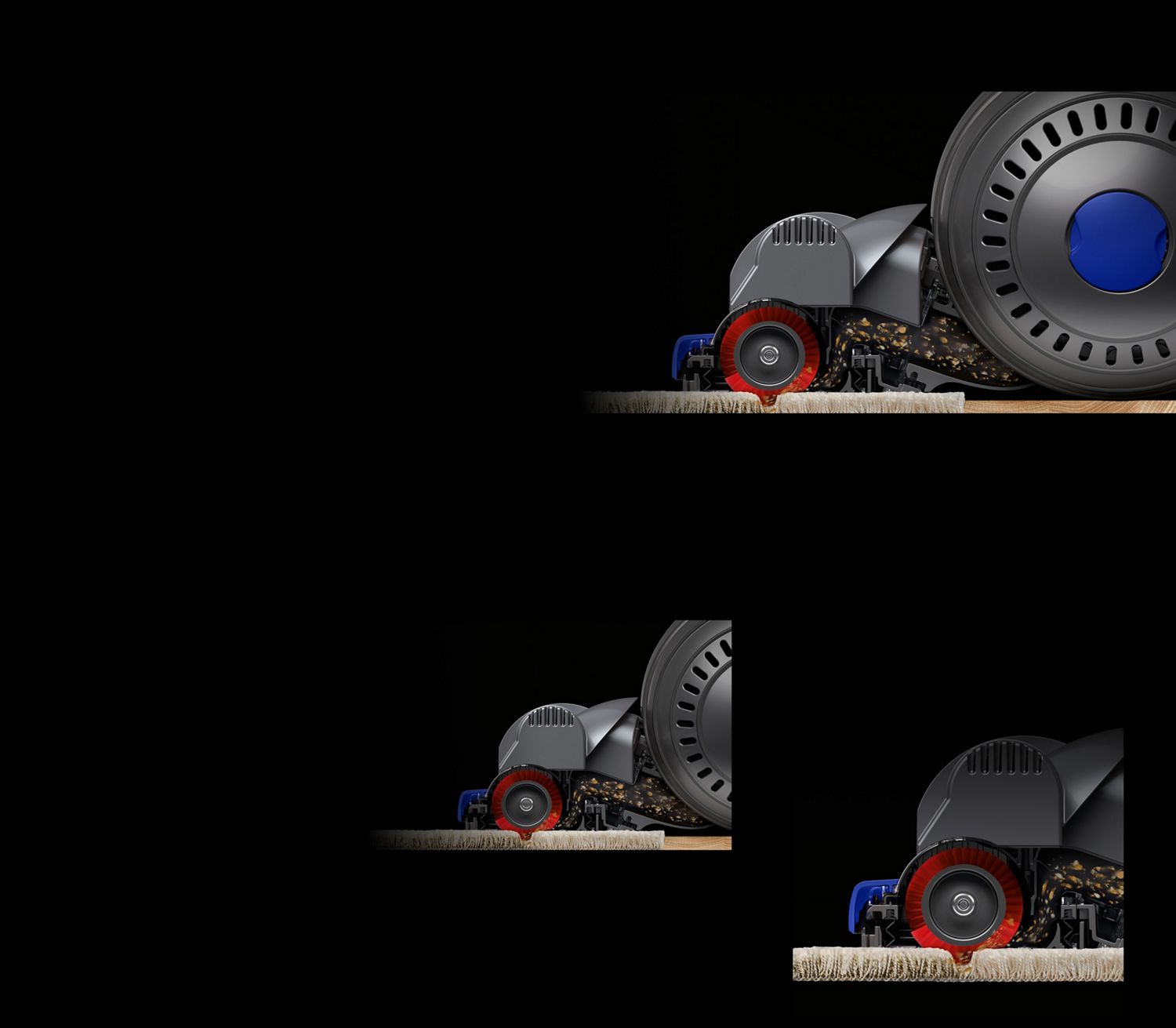 Three quarter close-up cutaway of the Motorbar cleaner head.