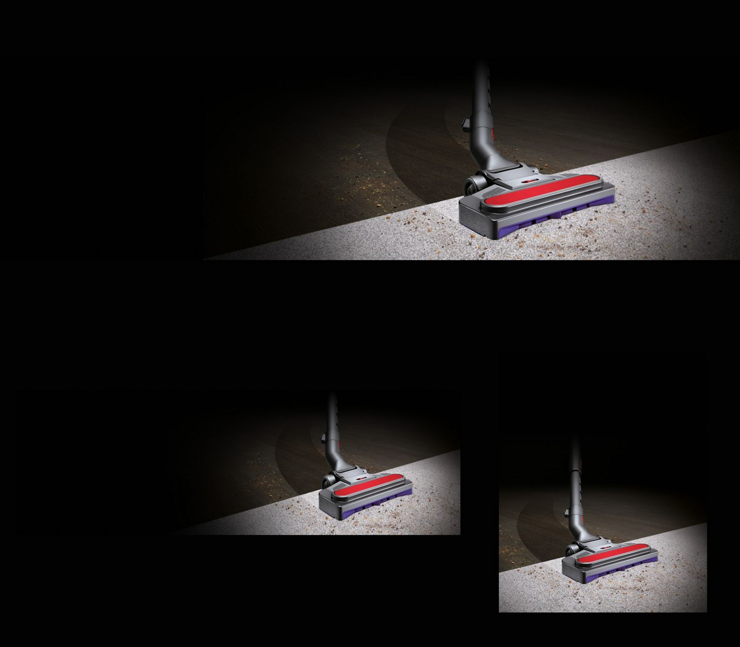 La spazzola Dyson Pneumatic si adatta per pulire un pavimento e un tappeto.