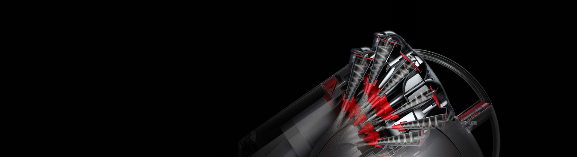 Schnittdarstellung der Zyklone eines Dyson Bodenstaubsaugers