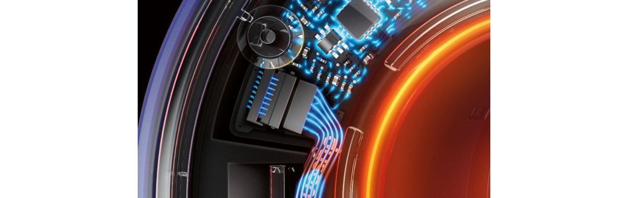La apertura transparente del secador de pelo Dyson Supersonic Nural muestra su tecnología de control inteligente del calor 