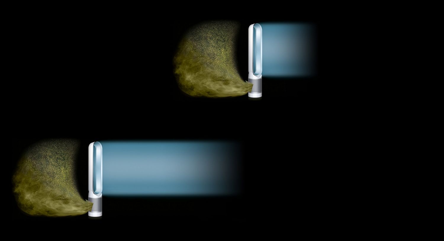 A Dyson Pure Cool purifying fan removes pollutants from the air.