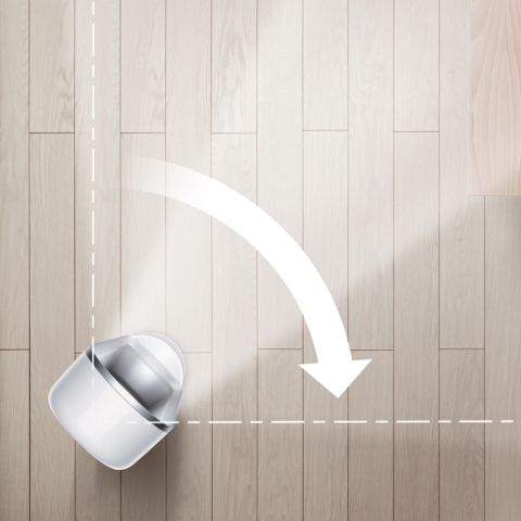 Draufsicht des Dyson Pure Cool Luftreinigers mit einer Drehbewegung von 70 Grad