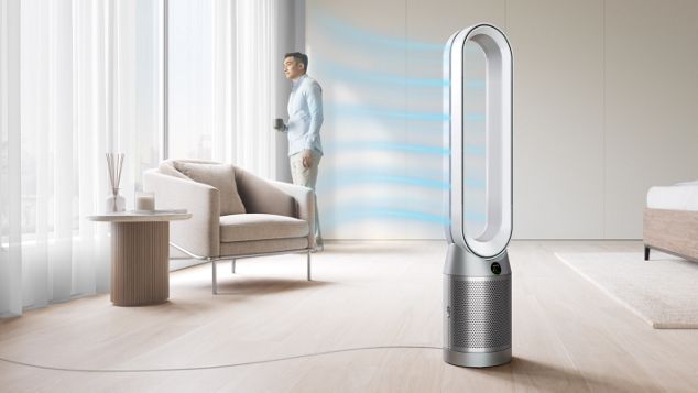 Un Dyson Purifier Cool purifie l’air d’une grande pièce sans la refroidir.
