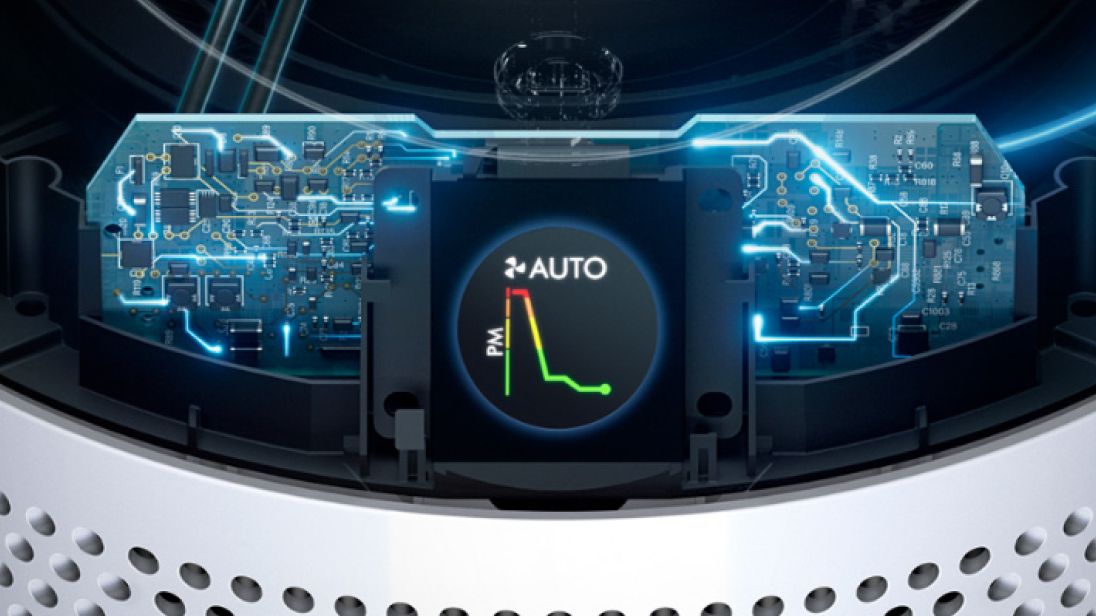 Close-up of the LCD screen. A MyDyson graph showing energy usage.