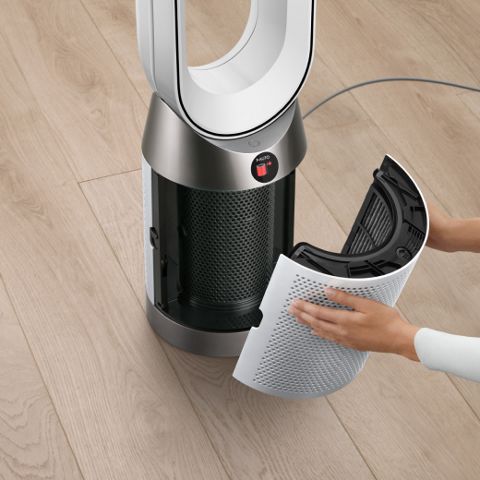 Nahaufnahme des Dyson Purifier Cool Gen1 TP10 Luftreinigers, die den Schwenkbereich zeigt
