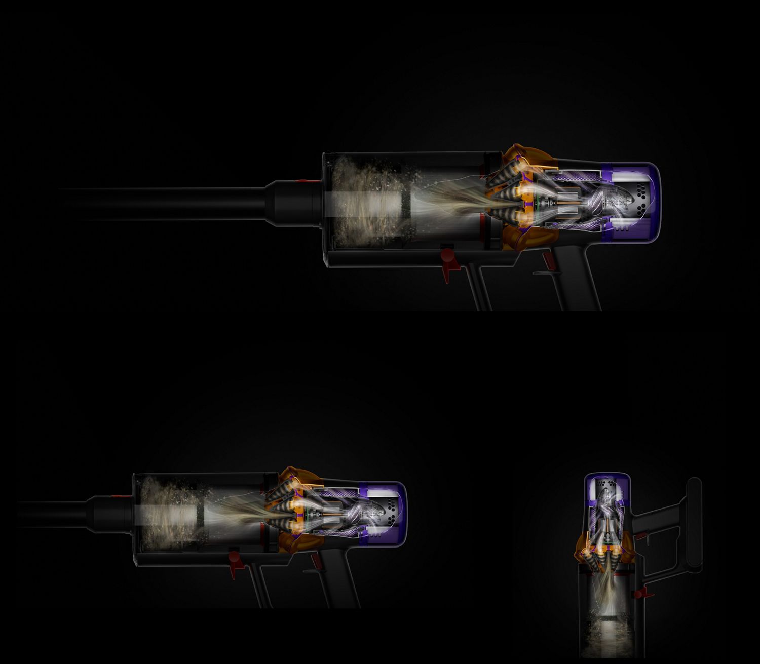 Cutaway of the Dyson V15s Detect Submarine showing the Piezo sensor. The filter inside the Dyson V15s Detect Submarine™ wet and dry vacuum cleaner.