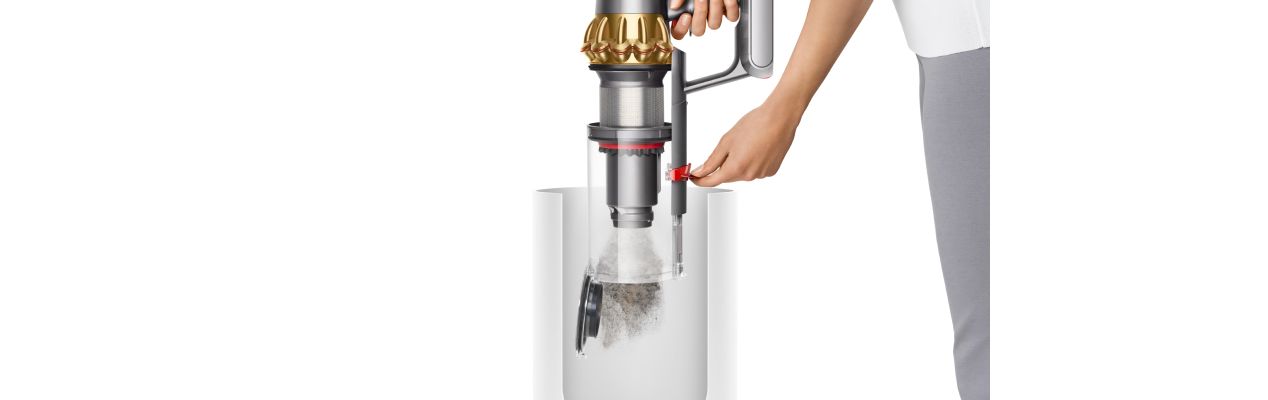 Dyson V15 Detect vacuum bin emptying