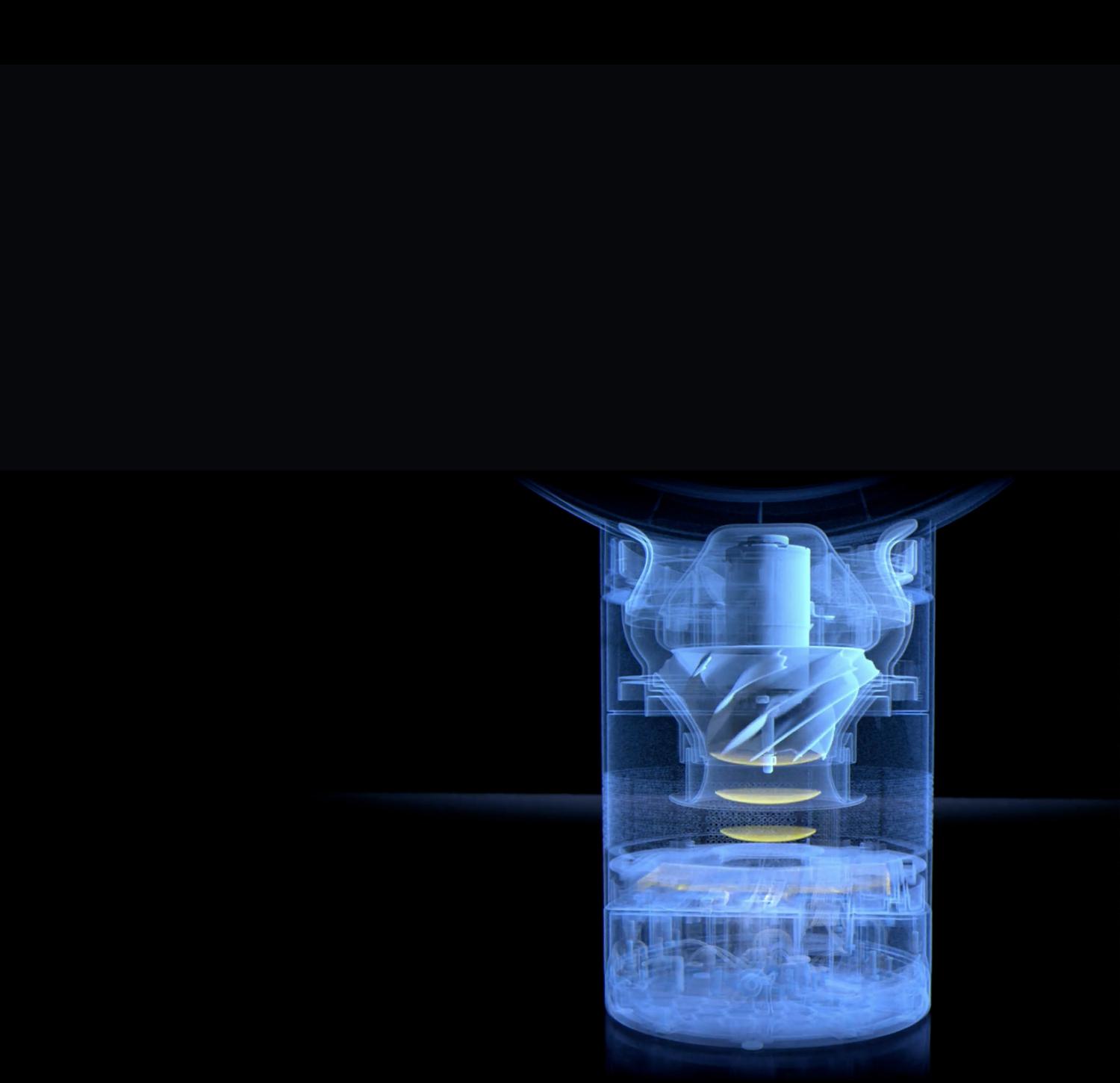 Animation de la dispersion du bruit par le ventilateur Dyson