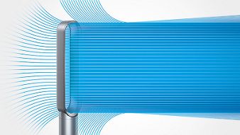 Dyson cool tower fan air multiplier technology with airflow schematic