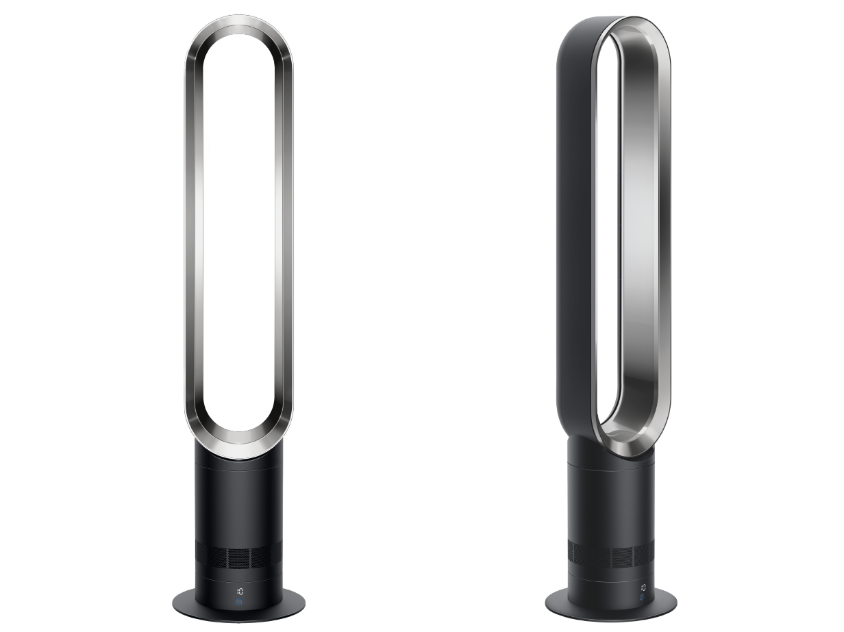 Dyson Cool tower fan and side view of machine