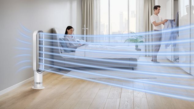 Eine Hand demonstriert, wie sicher der Dyson Cool™ Turmventilator ist