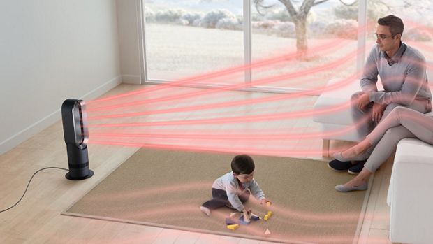 Ráfaga de aire caliente que sale de los ventiladores Dyson