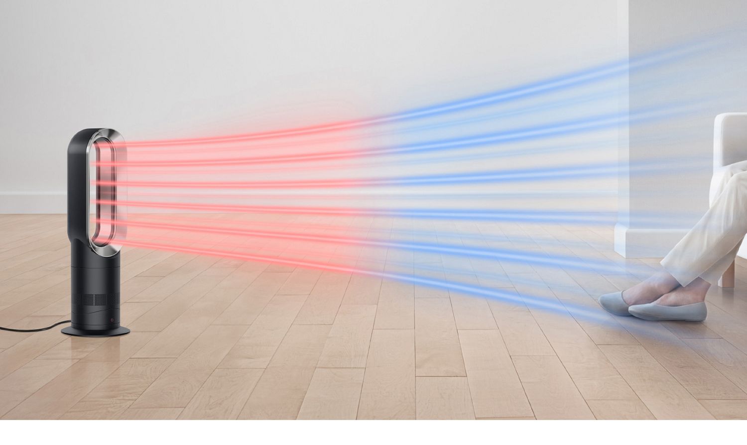 Cooling and heated airflow from the Dyson Hot+Cool Jet Focus fan heater