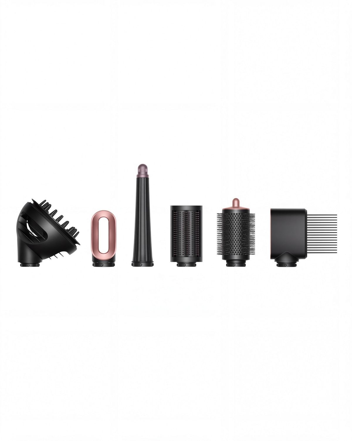 The Dyson Airwrap ID Curly and Coily attachments and list of product benefits.